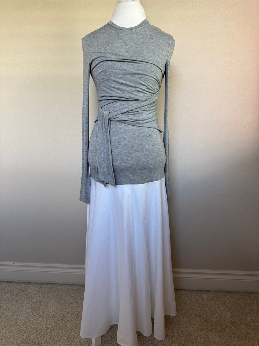 Zara Gray and white Maxi Dress